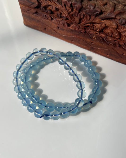 Aquamarine 6mm Beaded Crystal Bracelets