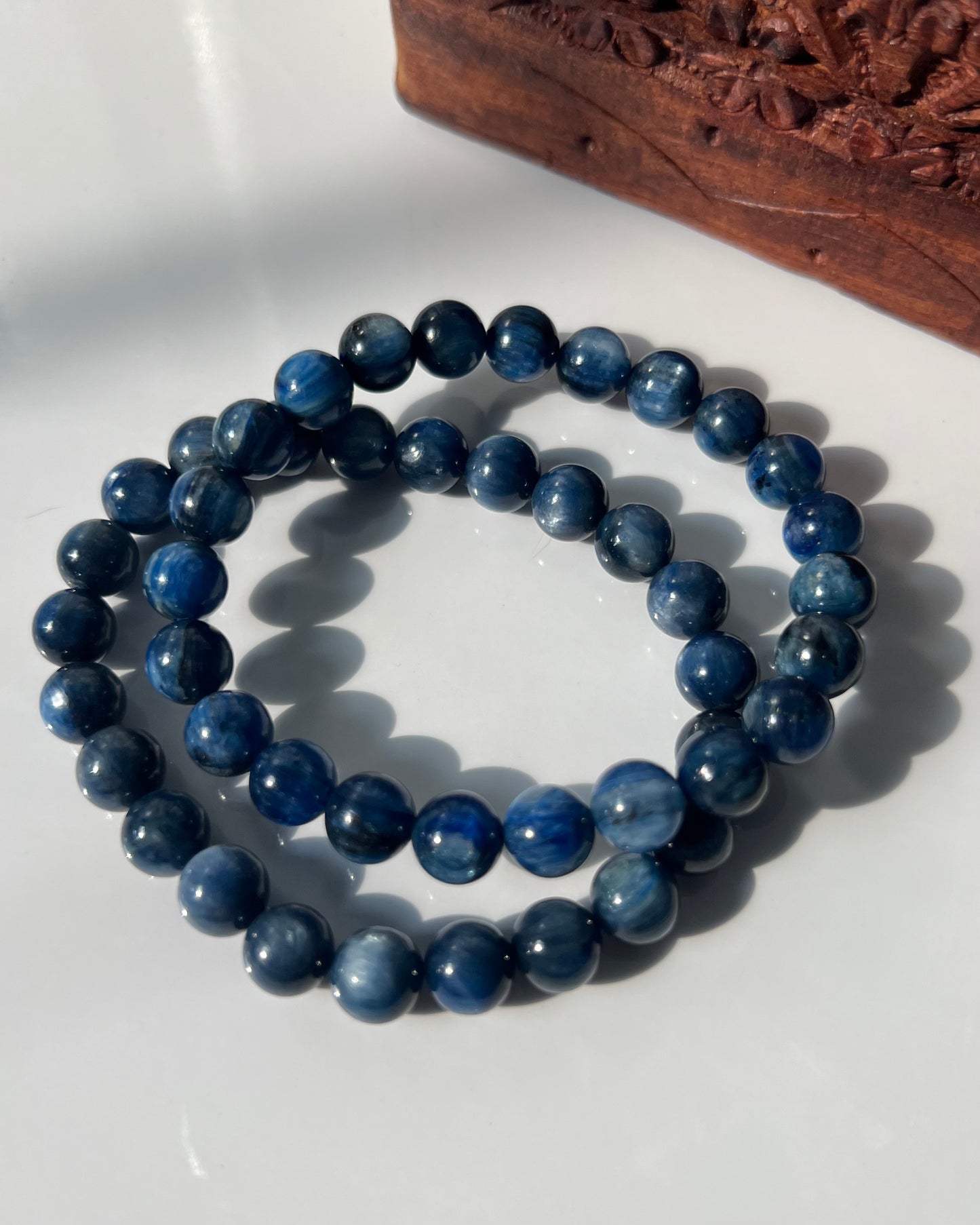 Blue Kyanite 8mm Beaded Crystal Bracelets
