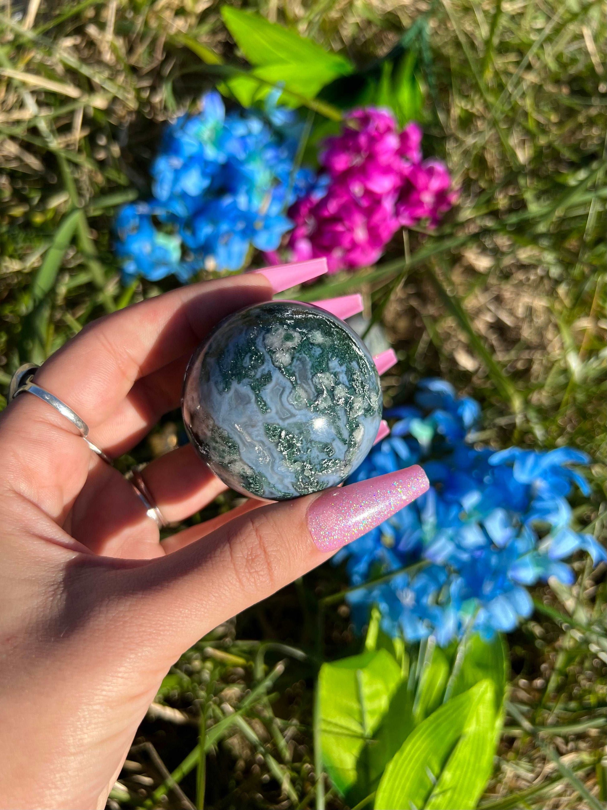 Moss Agate Crystal Sphere B