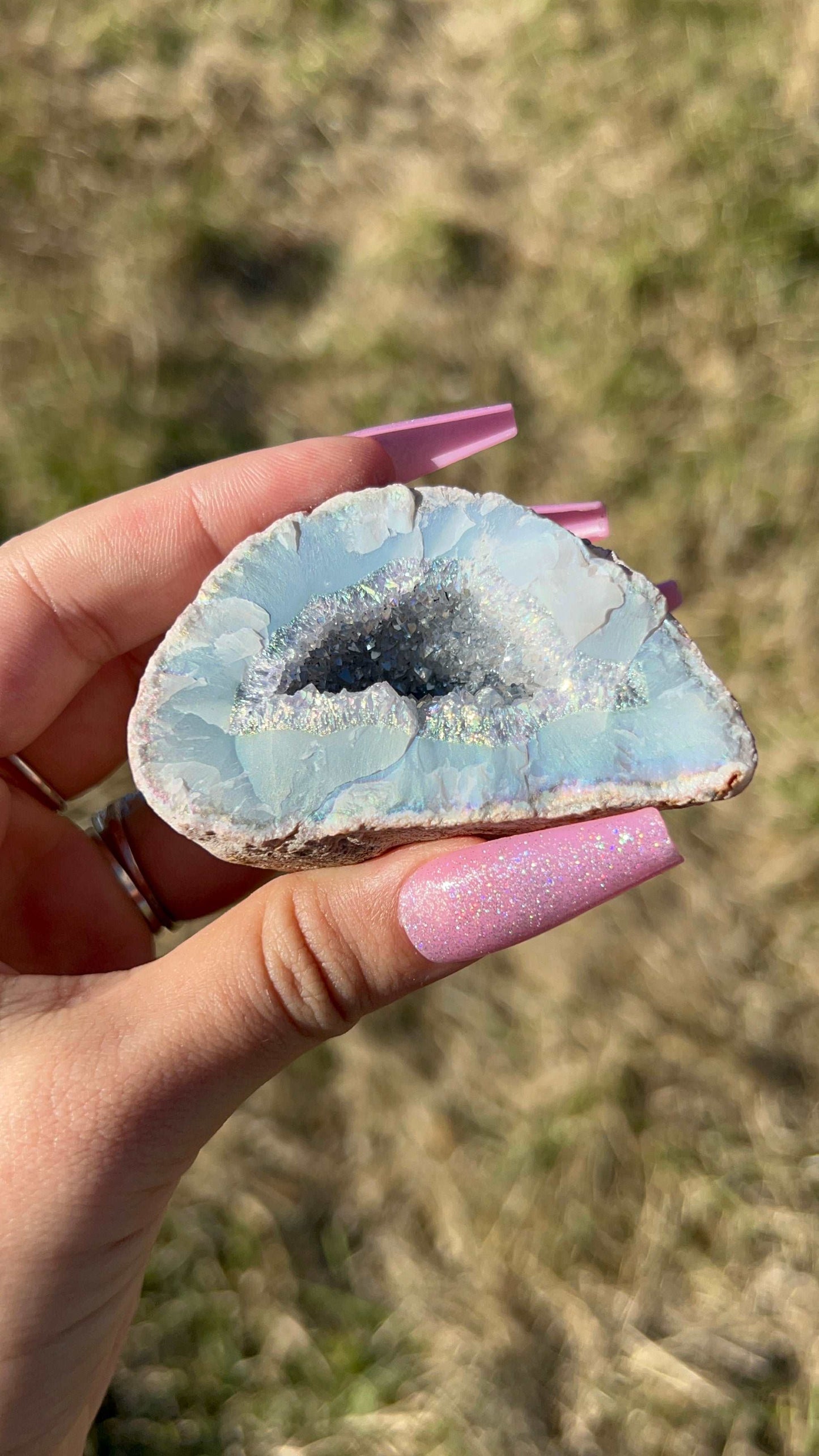 Aura Amethyst Crystal Geode