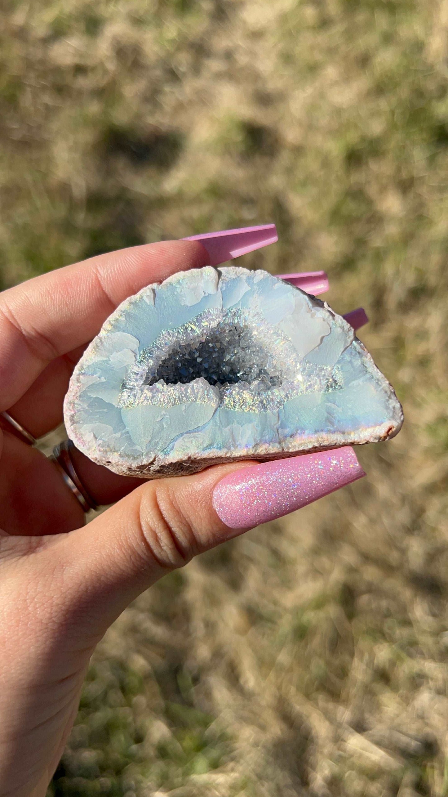 Aura Amethyst Crystal Geode