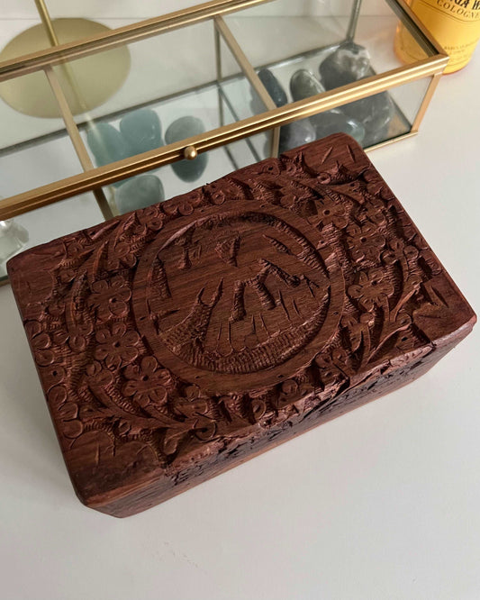 Wooden Elephant Hand Carved Keep Safe Box
