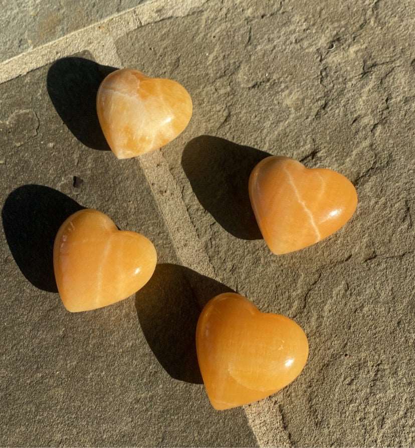 Orange Calcite Crystal Hearts