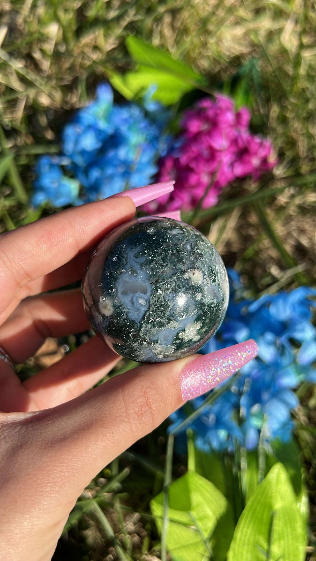 Moss Agate Crystal Sphere C